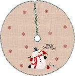 Esportic Christmas Tree Skirt, Christmas Tree Mat, 42Inch Xmas Tree Skirts Base Cover, Christmas Tree Base Cover Decorations, Round Snowflakes Burlap Xmas Tree Skirt for Party Holiday Home Decoration