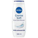 NIVEA Crème Soft (500ml, Pack of 6) Caring Shower Body Cream Enriched with Almond Oil, Moisturising Shower Gel Body Wash with Jojoba Oil, Glycerin and Panthenol