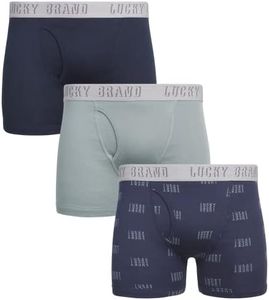 Lucky Brand Men's Boxer Briefs – 3 Pack Classic Mens Underwear Boxers with Functional Fly - Casual Boxers for Men (S-XL), Navy/Navy/Lead, Medium
