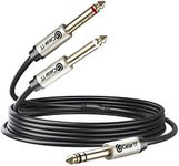 GearIT 1/4 inch TRS Stereo to Dual 1/4 inch Y-Splitter Insert Cable (6.6ft) 1/4 Inch Male Jack to Dual 1/4inch(6.35mm) Male TS Mono Breakout Cable Audio Patch Quarter Inch Cord - 6.6 feet