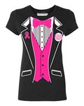 Promotion & Beyond Pink Tuxedo Breast Cancer Awareness Women's T-Shirt, S, Black