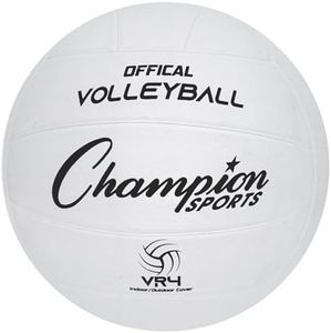 Champion Sports Rubber Volleyball, Official Size, for Indoor and Outdoor Use - Durable, Regulation Volleyballs for Beginners, Competitive, Recreational Play - Premium Volleyball - White, VR4