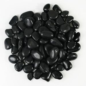 24 LBS River Rocks, StoneCreek, Decorative Garden Stones for Plant Landscaping, Polished Gravel Filler Pebbles for Home Decoration, Vases, Succulents, Flower Beds and Fish Tanks (Black Pebbles)