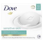 Dove Sensitive Skin Beauty Bar with ¼ moisturizing cream fragrance free, hypoallergenic more moisturizing than bar soap 106 g 12 count