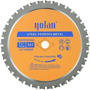 Yolan 7 1/4” Metal Cutting Circular Saw Blade, 7-1/4-Inch 180 Blade,36-Tooth,Carbide Tipped, 5/8-Inch Arbor, Diamond Knockout Arbor for TCT Miter Saw Blade, Cutting Metal & Steel,Ferrous Metal