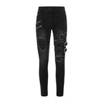 Ozmmyan Denim Pants for Men Ripped Distressed Slim Fit Jean Trouser Casual Stretch Washed Skinny Biker Moto Jeans with Pocket Mens Yoga Pants Loose Fit Pantalones Cargo Hombre Blanco Black