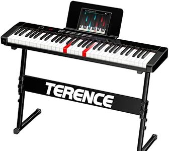 TERENCE Pianoforte Digitale 61 Tasti semi-pesati con Supporti e batteria da 1750mAh e interfaccia MIDI e supporto per spartiti Bluetooth Borsa adesiva Cavo audio Auricolari