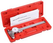 Accusize Industrial Tools 0-6''/0-150 mm by 0.001''/0.02 mm Inch/Metric Dual Needle Precision Dial Caliper Stainless Steel, P920-S236