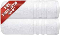 Infinitee Xclusives Bath Towels Pack of 2-100% Turkish Cotton, 27x54in, Highly Absorbent & Quick Dry Towels for Bathroom - Perfect Turkish Bath Towels for Families, Hotels, Spa - White Towels