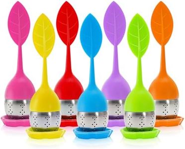 Bekith Tea Infuser - Set of 7 Silicone Handle Stainless Steel Strainer Drip Tray Included - Loose Tea Steeper - Best Tea Infuser for Loose Leaf or Herbal Tea