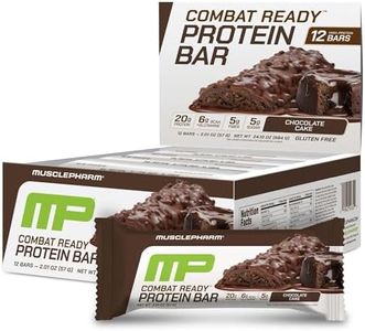 MusclePharm Combat Sport Bar, Chocolate Cake Flavor High Protein Bars, Combat Cravings, Fuel Performance & Meet Energy Demands, 20g Protein from Whey Protein, 5g Fiber, Gluten Free, 12 Bars