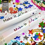 Multicolor Confetti Poppers 6 Pack | Confetti Cannon Party Poppers Confetti Shooter for Events Birthday Celebration | Bulk Streamer Blaster Cannon Star Launcher | Large Prank Package Gun Tube Stick