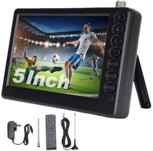 5-Inch Portable TV with Remote Control, 1920 * 1280 Resolution Color TFT-LED 16:9 Monitor 1500mAh Rechargeable Digital TV with Antenna for Car Camping Kitchen
