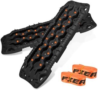 FieryRed Recovery Traction Boards - 2 PCS Recovery Tracks with Tough Teeth & Improved Channels, Bentable 120° Load Capacity 10 Tons for ATV UTV 4WD in Sand Snow Mud, Black