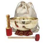 CRAFTSTRIBE 11" Handmade Crown Chatra Tibetan Singing Bowl Meditation Healing Bowl With Mallet And Silk Cushion