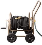 UPP All Metal 4-Wheel Garden Hose Reel Cart (with Protective Cover) | Can hold hose up to 60 m long I Hose Reel and Brass Hose I Dimensions: 82 × 48 × 80 cm I 4 hard puncture free rubber tyres