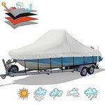 Solim Center Console Boat Cover, 17'-19' Waterproof 800D PU Heavy Duty Trailerable Boat Cover for Center Console Boat, Marine Grade Oxford UV Resistant Polyester Canvas with 17 Tie Down Straps, Gray