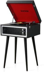 RETROSPILER Tourne-Disque avec Support, 3 Vitesses avec Haut-parleurs intégrés et Pieds Amovibles, enregistreur USB Bluetooth, entrée auxiliaire (Noir)