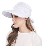 AARAM Wide Large Brim Sun Hat Summer UV Protection Thin Hat 2 in 1 Beach Sun Hat (White)
