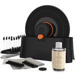 HumminGuru EZ Record Washer, Manual Vinyl Record Cleaner Machine with Easy Spin & Watertight Label Clamp, Record Cleaning Kit with Gentle Goat-Hair Brushes, Alcohol-Free LP Fluid, Drying Rack & Cloth