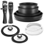 BEZIA Induction Cookware Set 10 Pieces, Nonstick Pots and Pans Set with Removable Handles, for All Hobs, Stackable Design, Dishwasher/Oven Safe, PFAS Free