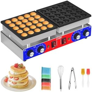HTTSICHI Mini Pancake Maker - 50Pcs Commercial Pancake Maker With Round-Shaped and Heart-Shaped, Mini Pancakes Maker Machine With 2 Thermostats & 2 Timers, Non-stick Electric Dutch Pancakes Maker