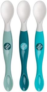 TUM TUM 3 Cuillères Bébé 1er Âge, Cuillères Bébé 2 Extrémités, Sans BPA, Lavables (Bleu)