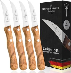 Schwertkrone Knife Solingen Wooden Handle/Olive Wood Germany Fruit Knife/Vegetable Knife Sharp/Paring Knife 15.5 cm Curved Rustproof Bird Beak (4)