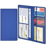 wisdompro Driving Licence Holder Car Registration and Insurance Document Holder - PU Leather Vehicle Paperwork Wallet Case Organizer for Car Documents and Cards - Blue