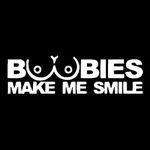 Boobies Make Me Smile Vinyl Decal Car Sticker Funny Boobs Hater Breast, Die Cut Vinyl Decal for Windows, Cars, Trucks, Tool Boxes, laptops, MacBook - virtually Any Hard, Smooth Surface