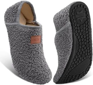 ATHMILE House Slippers for Women Men Indoor Barefoot Slippers Socks Furry Slip on House Shoes Cozy Comfy Slippers for Home Bedroom Travel Yoga, Dark Grey, 8.5-9.5 Women/7.5-8.5 Men