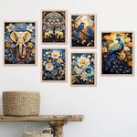 kotart Aesthetic Modern Art Wall Paintings with Frame for Living Room Bedroom Office Wall Decoration - Home Decor Frames (10 x 13 inch, Multicolor) Set of 6 (E)
