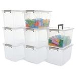 Citylife 8 Packs 5.3QT. Plastic Storage Bins with Latching Lids Clear Storage Box with handle Stackable Stoage Containers for Organizing Toys, Crafts, Tools