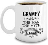 Grampy Gifts - Funny Grandpa Coffee Coffee Mug Ceramic White Novelty Funny 11 oz - The Man Myth Legend - Birthday Gifts For Grandfather From Granddaughter Grandson