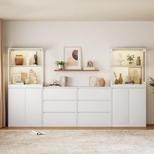AMERLIFE 72"H DIY Modular Cabinet, 6-Piece Storage & Display Units | RGB LED Lighting, Flexible Modular Design, Mix-and-Match System for Home, Office, or Living Room, 126 x 16 x 72 inches