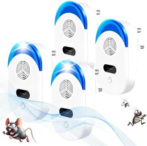 Ultrasonic Pest Repeller 4 Pack - Powerful Mouse Repeller Plug in Pest Control - Ultrasonic Rat Repellent- Electronic Mosquito Repellent - Ideal for Mice,Mosquitoes,Moths, Ants Etc.(4 PACK)-White