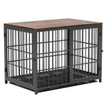 BingoPaw Wooden Dog Crate Indoor: 42inch Furniture Style Extra Large Pet Cage Pet Kennel End Table with Three Doors and Removable Tray for Large Dogs Black