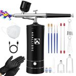AKALLIBRE Airbrush Kit with Compressor, 48PSI High-Pressure Non-Clogging Airbrush Gun with 0.2/0.3/0.5mm Nozzles, Portable Airbrush for Nails Art, Cake Decoration, Painting etc.