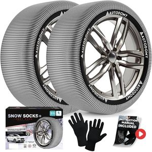 Autodomy Textile Snow Chains Size L Compatible with All Tires | Snow Socks for Tyres | Textile Car Snow Chains, Quick to Install with No Tools Required