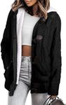 Sidefeel Women's Button Up Cardigan Hooded Sweater Coat Winter Outwear with Pockets X-Large Black