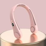 Gesto Portable Neck Fan Rechargeable – Hands-Free Neck Fan for Summer With 1500 mAh Battery & Display | 5-Speed 360° Airflow, USB Charging Personal Fan for Home, Kitchen, Gym, Travel, Running -Pink