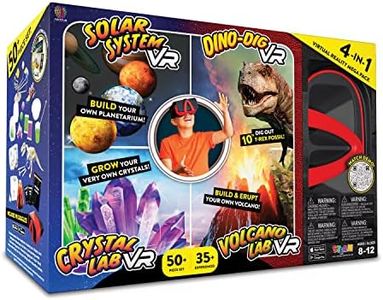 Abacus Brands Virtual Reality 4 in 1 Deluxe VR Lab - Illustrated Interactive VR Book and STEM Learning Activity Set (Solar System, Dino-Dig, Crystal and Volcano) - for Ages 8 and Up