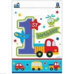 8 All Aboard Blue Boy's 1st Birthday Party Plastic Treat Gift Loot Bags