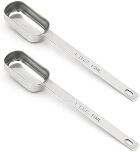 BERYLER 2 PCS 1 Tablespoon(1 Tbsp | 3 Tsp | 15 mL | 15 cc | 1/2 oz) Single Measuring Spoon, Stainless Steel Individual Spoons, Long Handle Spoons Only