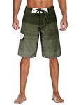 Nonwe Men's Swim Trunks Quick Dry with Pocket Adjustable Waist Board Shorts, Green-343, 34