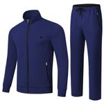 yuyangdpb Men's Tracksuits 2 Piece Outfits Full Zip Sports Sweatsuit Jogging Suits Navy XL