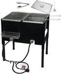 Artisan Fire Free Standing Triple Deep Fryer-3 Basket Stainless Steel Propane Cooker-Fry Fish/Chicken-Taco Cart