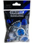 Gripit Blue Plasterboard Fixings - Pack of 8 - Heavy Duty Plasterboard Fixings for Drywall & Stud Walls, Holds Up to 113kg - for Mounting TVs, Kitchen Cupboards & Boilers - Easy Install & UK Designed