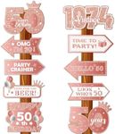 20pcs 50th Birthday Sign Decorations for Women Vintage 1974 Themed 50th Birthday Decorations Photo Booth Props Pink and Gold Happy 50th Birthday Yard Sign Party Supplies