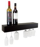 Kiera Grace Pinot Wine & Glass Floating Shelves, Wall Mounted Holder Racks Hold 6 Glass for Home, Room, Office, 24", Black